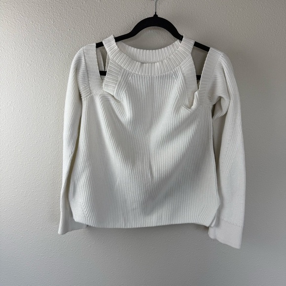Rag & Bone Dana Cold Shoulder Sweater White Casual Preppy Women’s Large - Picture 3 of 13